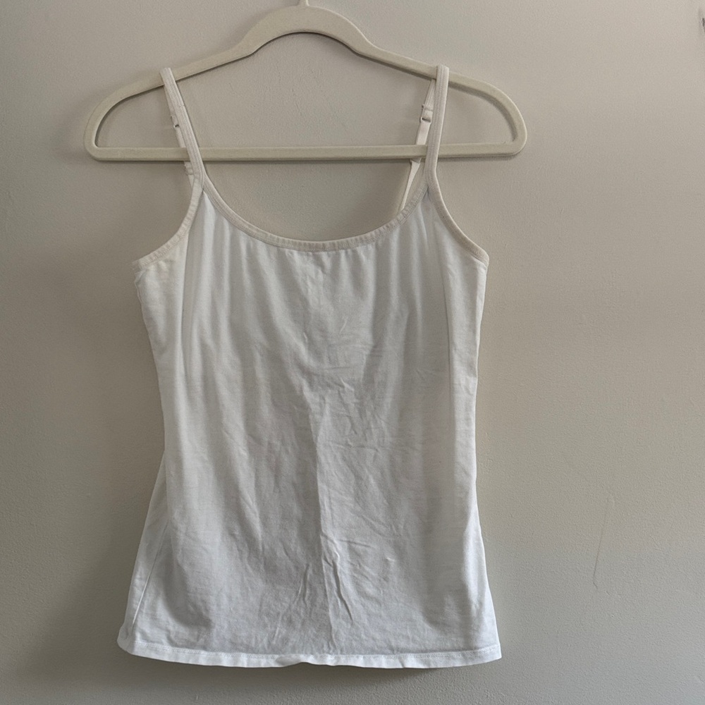 Pact White Organic Cotton Shelf Bra Cami M